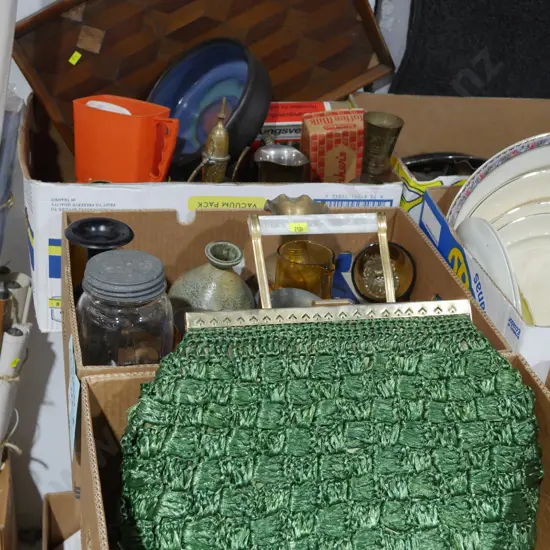 3 boxes brass ware etc