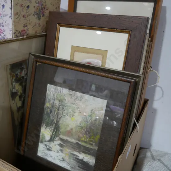 Box of framed art
