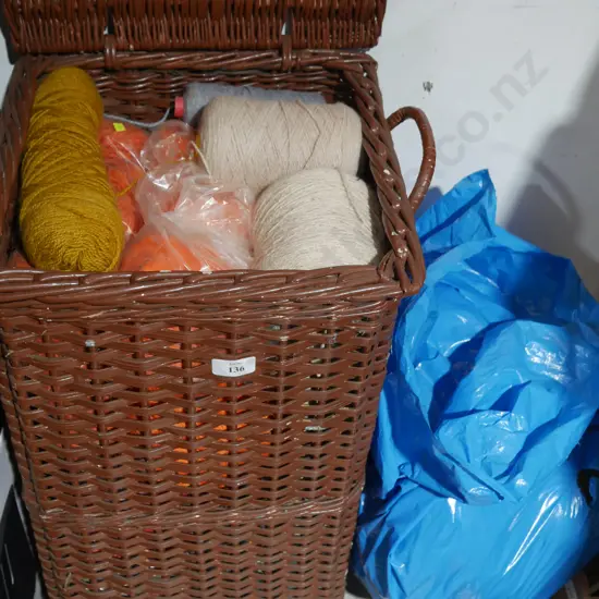 Basket and bag of wool