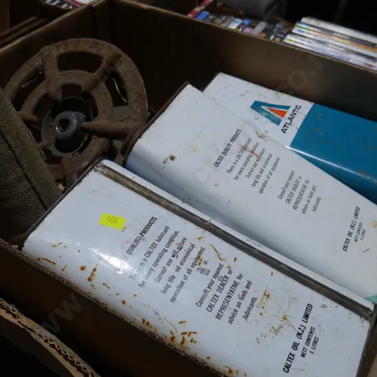 Tins , flask , scales