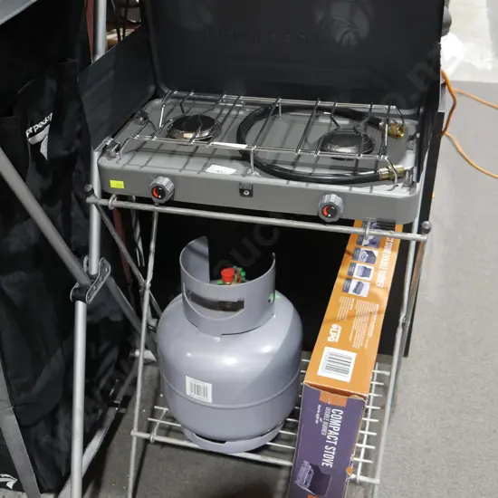 2 burner camp cooker & stand etc