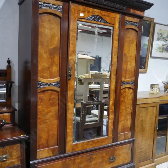 Edwardian mirror door wardrobe