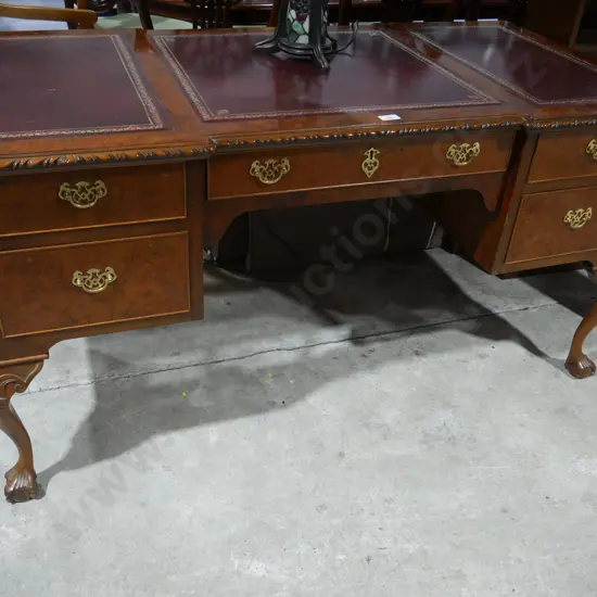Leather top walnut desk