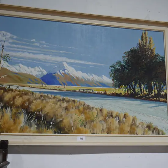 Framed F Clark Mount Cook painting