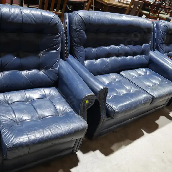 3 piece deep buttoned lounge suite and foot stool