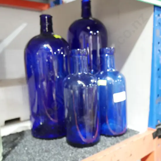Blue glass bottles