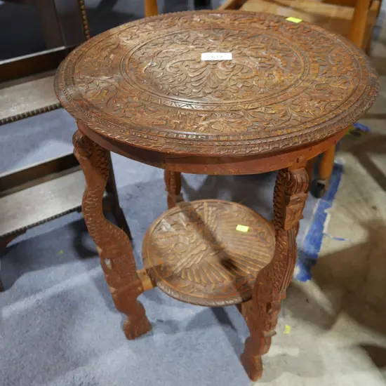Carved wood table