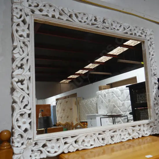 Large white frame mirror