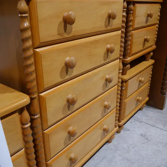 Tallboy and pair of bedside drawers