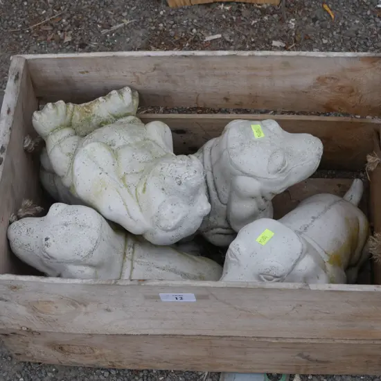 Crate of dog ornaments