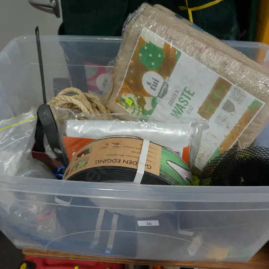 Garden edging, garden waste bag etc