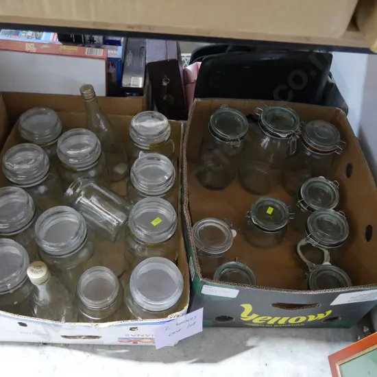 Two boxes of jars