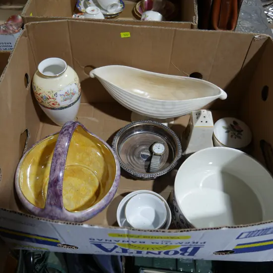 Crown Lynn vase, porcelain bowl etc