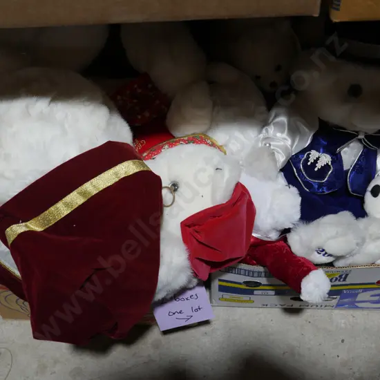 2 boxes Christmas santa teddy bears