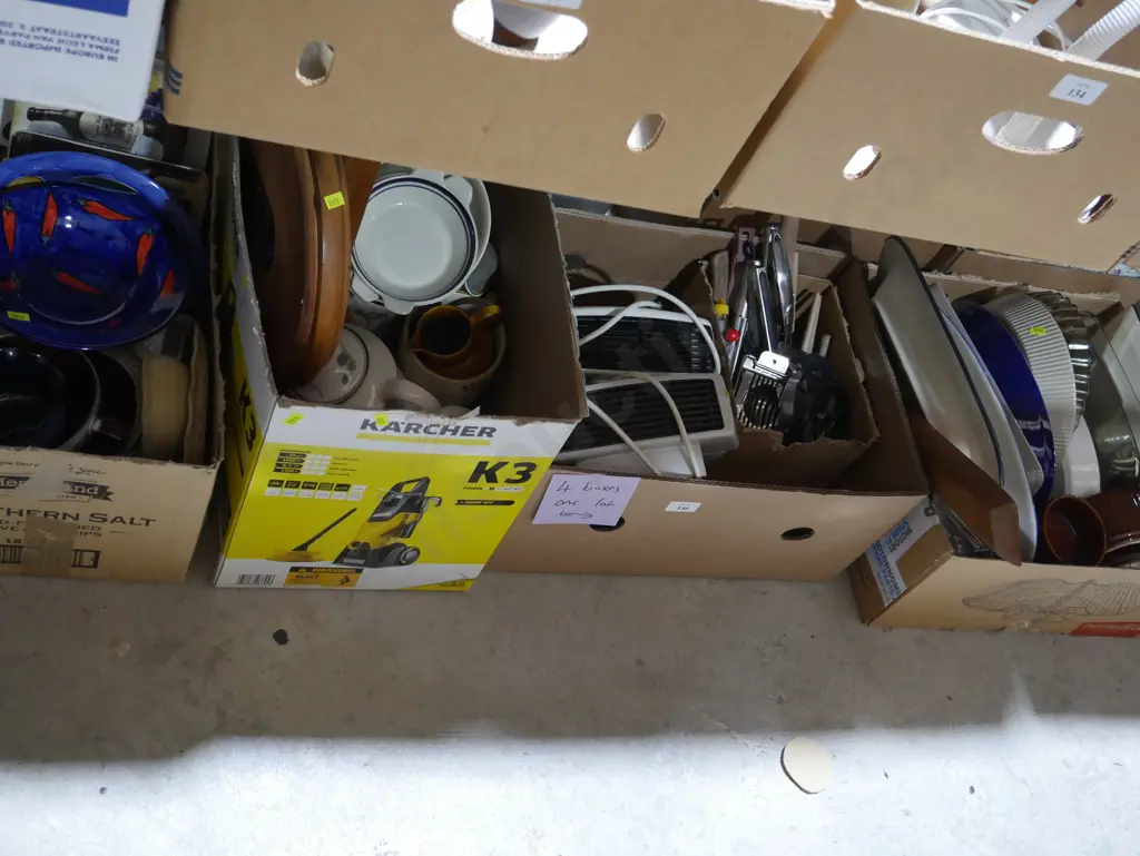 4 boxes kitchenware, heaters etc Image 1++