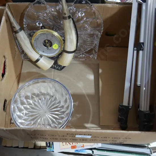 Barometer, glassware etc