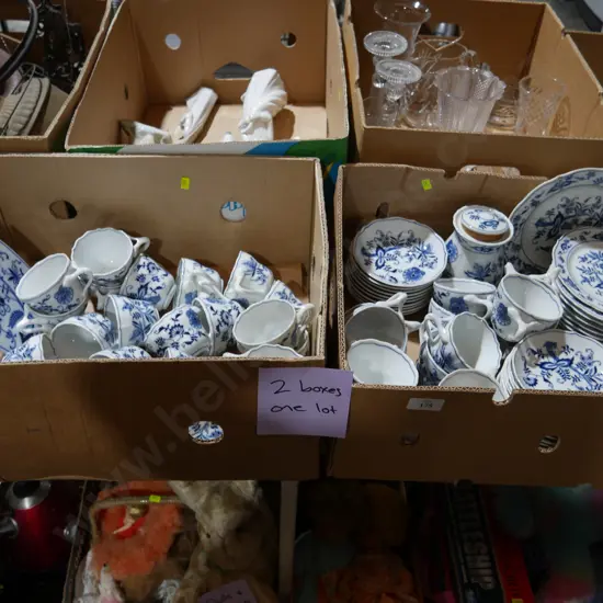 Two boxes of Blue Danube tableware