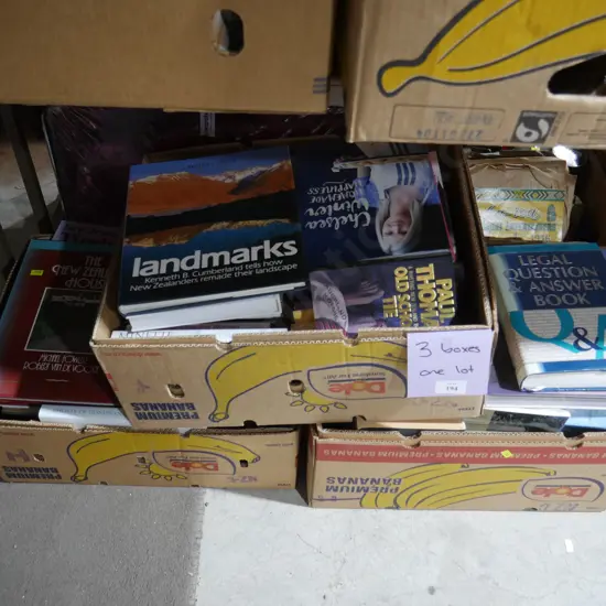 Three boxes of books