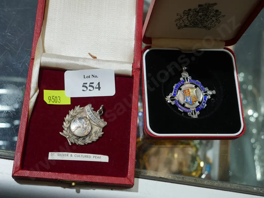 2 sterling silver medals, football and athletics Image 1++