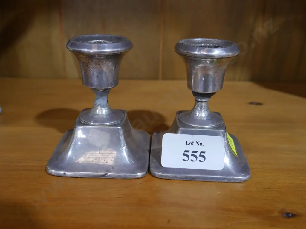 Pair of Sterling silver candlesticks Image 1++