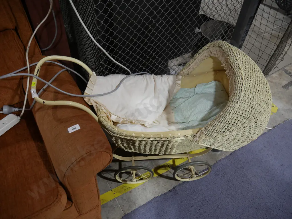 Vintage cane dolls pram Image 1++