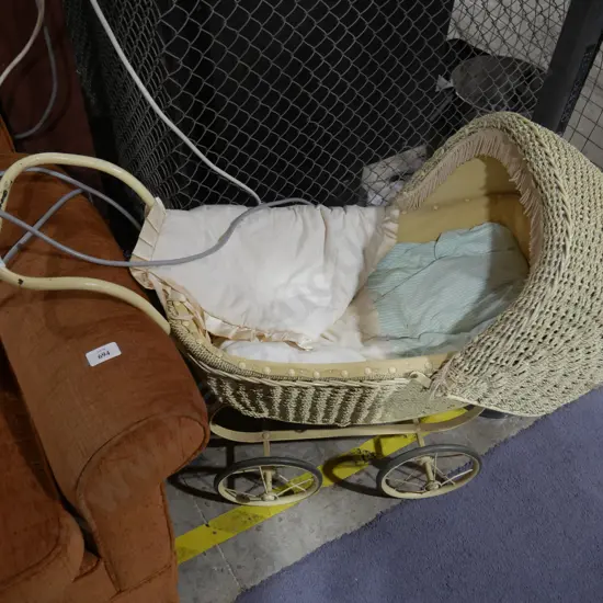 Vintage cane dolls pram