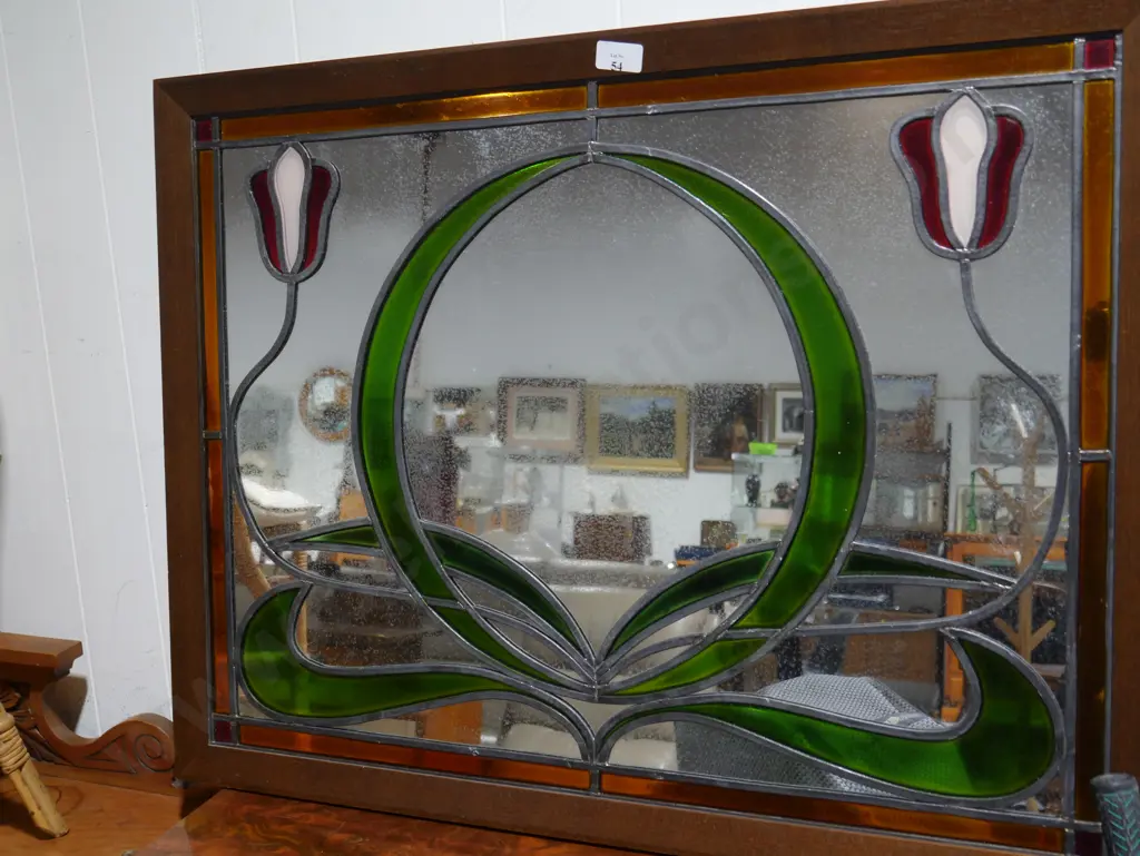 Tulip design leadlight mirror Image 1++