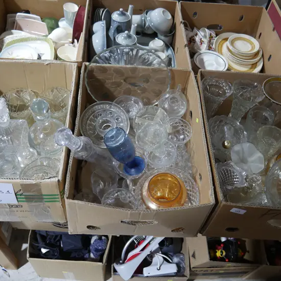 Three boxes of glassware