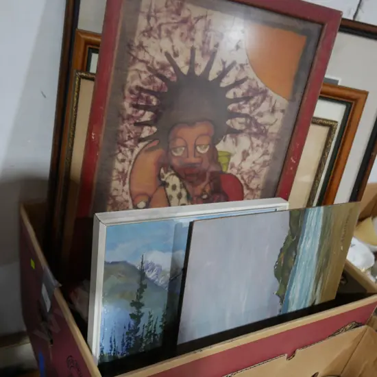 Box of assorted art