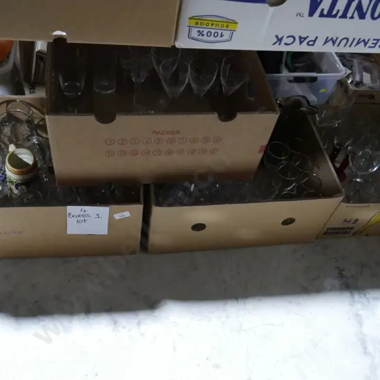 4 boxes glassware etc