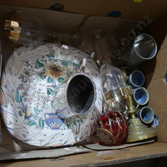 Ep, brass candlestick holder, display plate etc