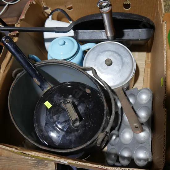 Enamel pots, pans