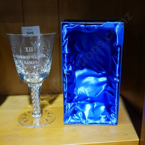 Stuart crystal commemorative goblet Commonwealth Games Brisbane 1982