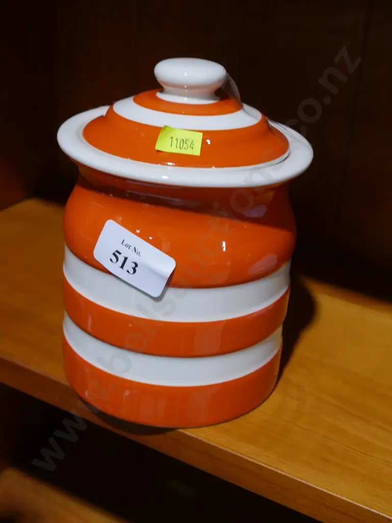 Orange Cornishware lidded jar Image 1++