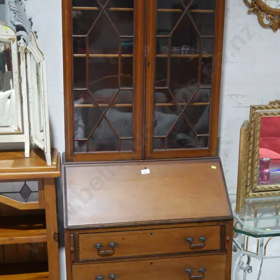 Drop front desk and cabinet