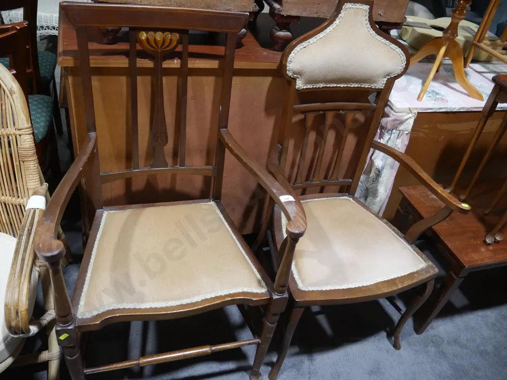 2 Edwardian hall chairs Image 1++
