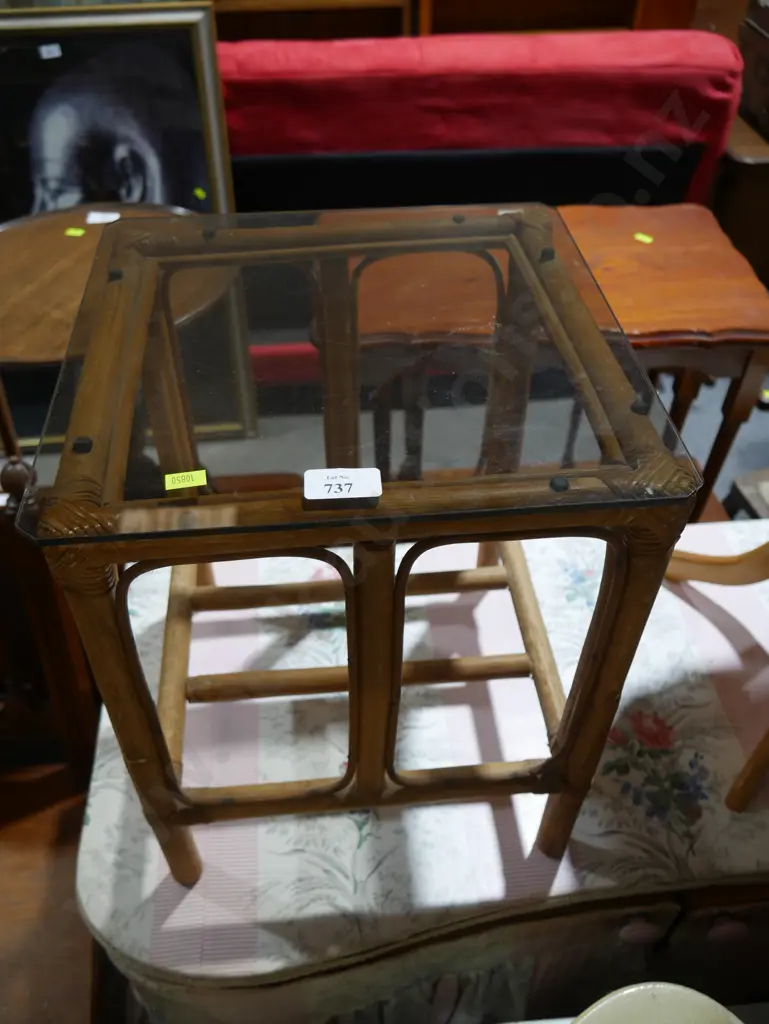 Cane glass top side table Image 1++