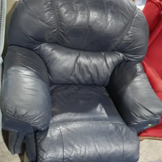 Navy leather recliner armchair