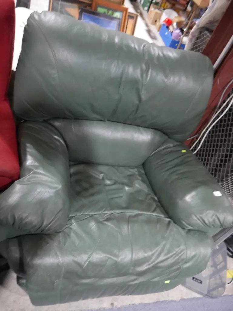 Green leather recliner armchair Image 1++