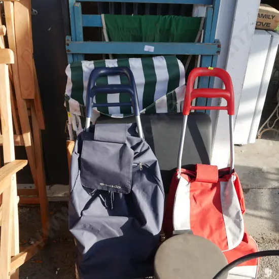 Shopping trolleys, folding chairs etc