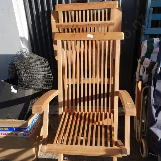 Two folding wooden chairs