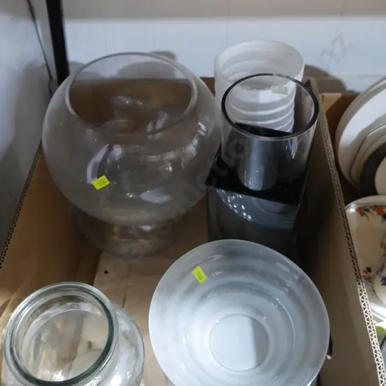 Vases, glass bowls etc