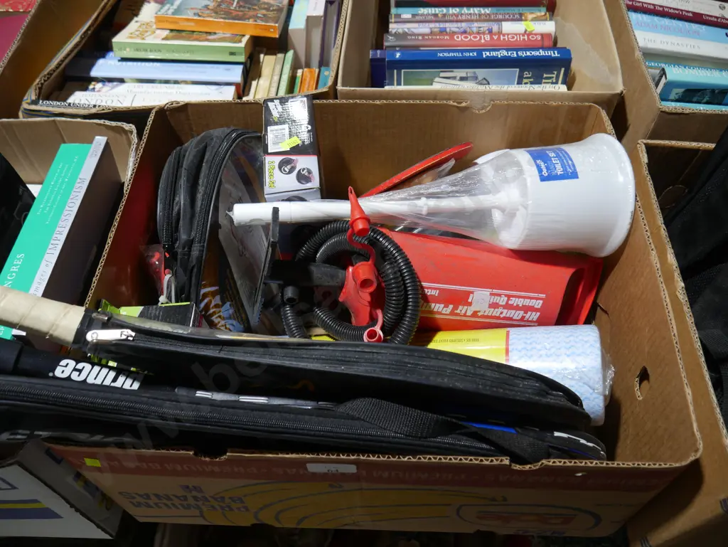 Tennis rackets, air pump, jumper leads set etc Image 1++