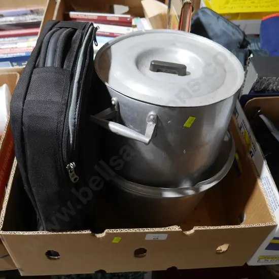 Laptop bag, stock pots