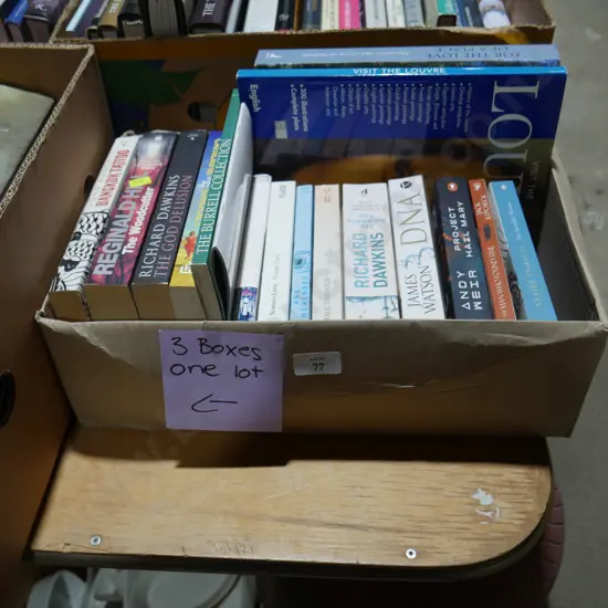 Three boxes of books
