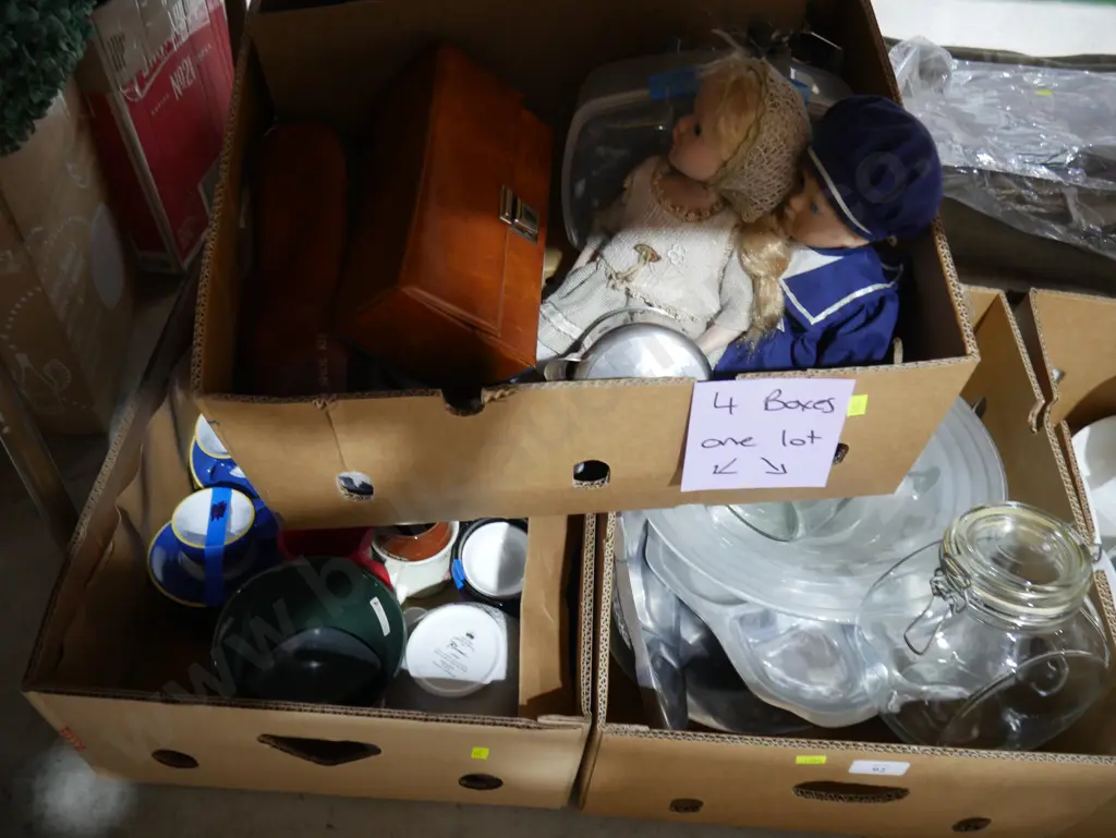 Four boxes of kitchenware etc Image 1++