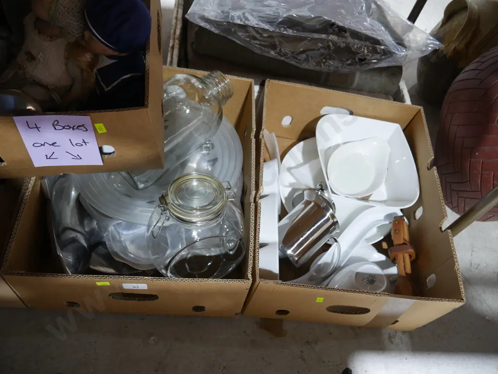 Four boxes of kitchenware etc Image 1++