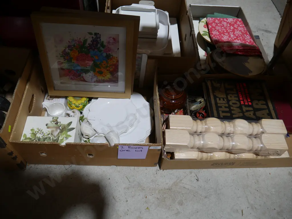 Two boxes of plates, books etc Image 1++