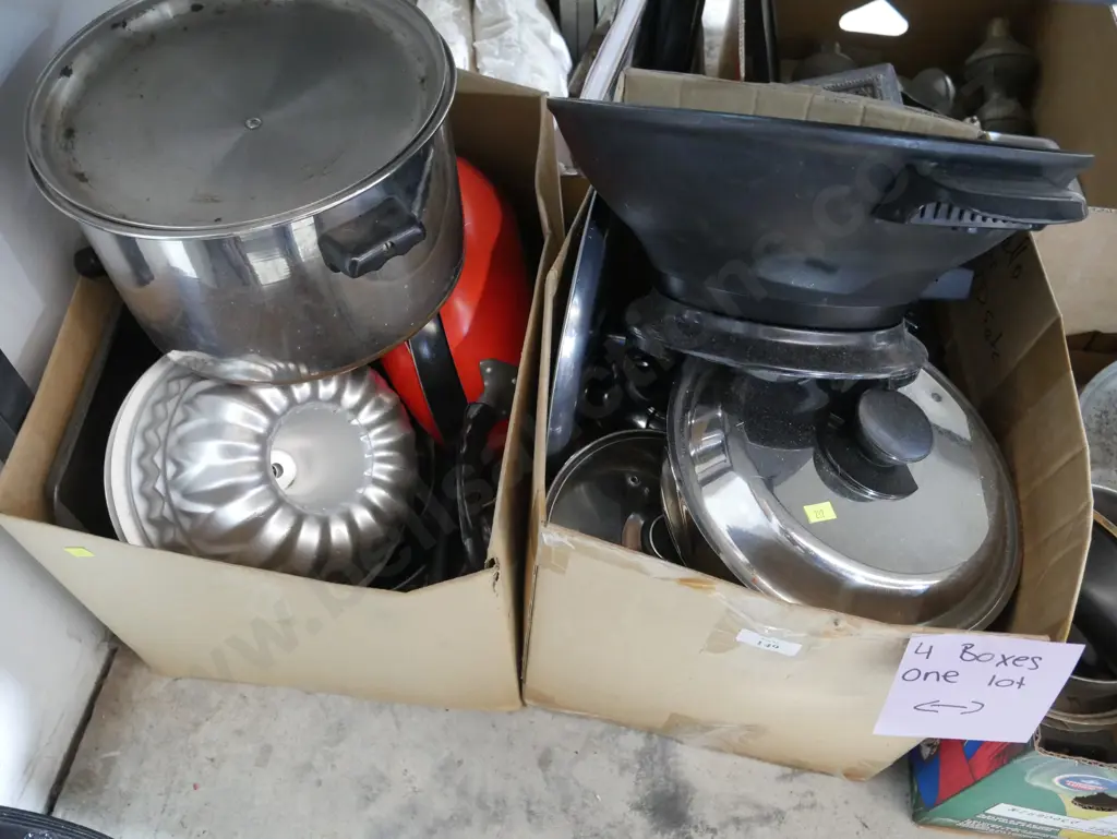4 boxes pots and pans, food processor Image 1++