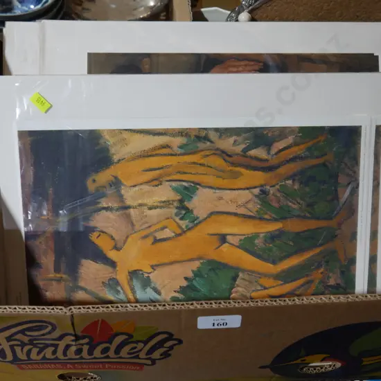 Box of assorted prints